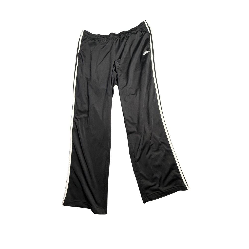Adidas Mens 2XL Black 3-Stripe Track Pants Essentials BK7402 Straight Leg